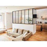 Vente-unique Corner Industrial-Style Glass Partition In Powder-Coated Aluminium in Black