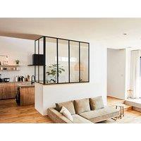 Vente-unique Corner Industrial-Style Glass Partition In Powder-Coated Aluminium in Black