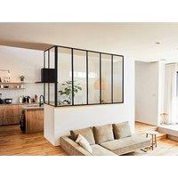 Vente-unique Corner Industrial-Style Glass Partition In Powder-Coated Aluminium in Black