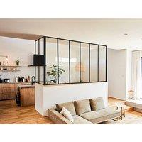 Vente-unique Corner Industrial-Style Glass Partition In Powder-Coated Aluminium in Black