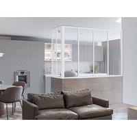 Vente-unique Corner Industrial-Style Glass Partition In Powder-Coated Aluminium in White