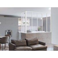 Vente-unique Corner Industrial-Style Glass Partition In Powder-Coated Aluminium in White