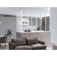 Vente-unique Corner Industrial-Style Glass Partition In Powder-Coated Aluminium in White