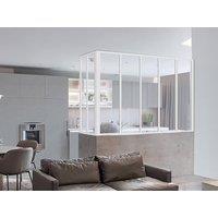 Vente-unique Corner Industrial-Style Glass Partition In Powder-Coated Aluminium in White