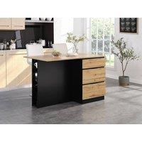 Vente-unique Central Kitchen Island With 6 Drawers & 4 Open Shelves In MDF in Black