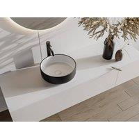 Vente-unique Round Ceramic Countertop Basin - Two-Tone Black & White - 36 Cm