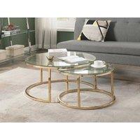 Vente-unique Nesting Coffee Tables In Tempered Glass & Stainless Steel - Gold in Clear