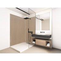 Vente-unique Set Of 2 Aluminium Shower Wall Panels With Profiles - Wood Effect in Walnut | Size: 900mm x 1200mm