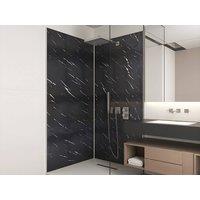 Vente-unique Set Of 2 Aluminium Shower Wall Panels With Profiles - Marble Effect in Black