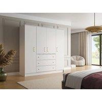 Vente-unique Wardrobe With 4 Doors & 3 Drawers - W196 Cm - White - LIZANDRO