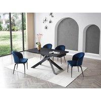 Vente-unique 6 - 10 Seater Extendable Dining Table In Ceramic, Tempered Glass and in Black