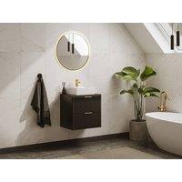 Vente-unique Fluted Wall-Hung Vanity Unit - Black - W60 Cm - ZEVARA