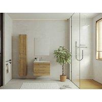 Vente-unique Wall-Hung Bathroom Tall Unit - 6 Shelves - Light Natural - KAYLA in Light Oak