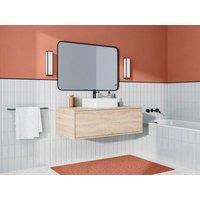 Vente-unique Light Natural Wall-Hung Bathroom Unit With Single Square Basin - 94 Cm in Light Oak
