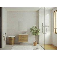 Vente-unique Wall-Hung Bathroom Unit With Single Basin - Light Natural - 60 Cm in Light Oak