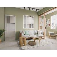 Vente-unique Sliding Glass Partition In Powder-Coated Aluminium - White - 120 X 130