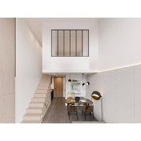 Vente-unique Industrial-Style Glass Partition In Powder-Coated Aluminium With in Black