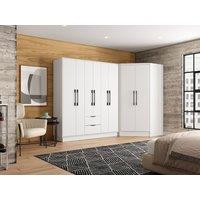 Vente-unique Corner Wardrobe With 8 Doors & 2 Drawers - W263 Cm - White - FEOVA