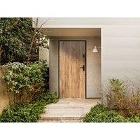 Vente-unique Solid Steel Front Door - H207 X W100 Cm - Oak Effect - 55 Mm Thick in Light Oak