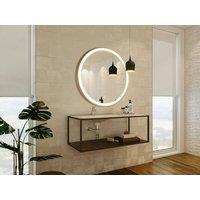 Vente-unique Round Illuminated Gold Bathroom Mirror With Leds - D80 Cm - NUMEA