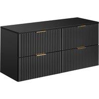 Vente-unique Wall-Mounted Ribbed Vanity Unit With Top - Black - L120 Cm - ZEVARA