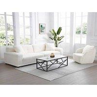 Vente-unique Ceramic & Metal Coffee Table - White & Black Marble Effect