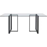 Vente-unique 6-Seat Dining Table - Tempered Glass & Metal - Transparent & Black in Clear