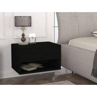 Vente-unique Wall-Mounted Bedside Table - 1 Drawer & 1 Open Compartment - Black