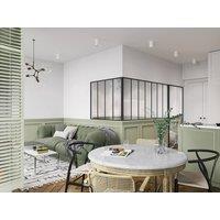 Vente-unique Corner Industrial-Style Glass Partition In Powder-Coated Aluminium in Black