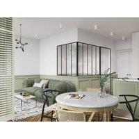 Vente-unique Corner Industrial-Style Glass Partition In Powder-Coated Aluminium in Black