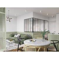 Vente-unique Corner Industrial-Style Glass Partition In Powder-Coated Aluminium in Black