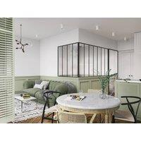 Vente-unique Corner Industrial-Style Glass Partition In Powder-Coated Aluminium in Black