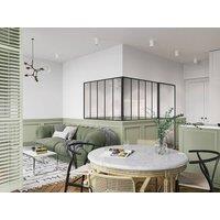 Vente-unique Corner Industrial-Style Glass Partition In Powder-Coated Aluminium in Black