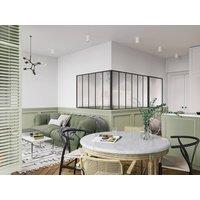 Vente-unique Corner Industrial-Style Glass Partition In Powder-Coated Aluminium in Black