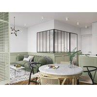 Vente-unique Corner Industrial-Style Glass Partition In Powder-Coated Aluminium in Black