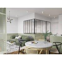 Vente-unique Corner Industrial-Style Glass Partition In Powder-Coated Aluminium in Black