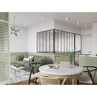 Vente-unique Corner Industrial-Style Glass Partition In Powder-Coated Aluminium in Black