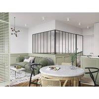 Vente-unique Corner Industrial-Style Glass Partition In Powder-Coated Aluminium in Black