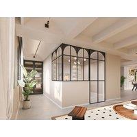 Vente-unique Art Deco Corner Industrial-Style Glass Partition In Powder-Coated in Black