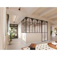 Vente-unique Art Deco Corner Industrial-Style Glass Partition In Powder-Coated in Black