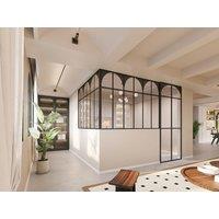 Vente-unique Art Deco Corner Industrial-Style Glass Partition In Powder-Coated in Black