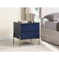 Vente-unique Set Of 2 Bedside Tables With 2 Drawers - MDF & Metal - Gloss Blue