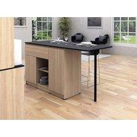 Vente-unique Central Kitchen Island With 2 Doors, 1 Drawer & 2 Open Shelves in Black