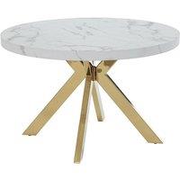 Vente-unique 4 - 8 Seater Extendable Dining Table In MDF & Steel - White Marble
