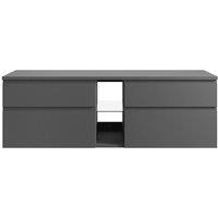 Vente-unique Wall-Mounted Vanity Unit - Grey - 150 Cm - MAGDALENA II