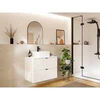 Vente-unique Fluted Wall-Hung Vanity Unit - Matt White - 80 Cm - ZEVINI