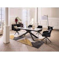 Vente-unique 8 - 12 Seater Extendable Dining Table In Ceramic, Tempered Glass, and in Grey