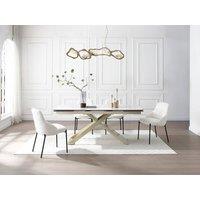 Vente-unique 6 - 10 Seater Extendable Dining Table In Ceramic, Tempered Glass, and in White