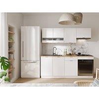 Vente-unique Complete Kitchen - With 200 Cm Worktop - White & Natural - CARMEO in Light Oak