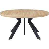 Vente-unique 6 - 12 Seater Extendable Dining Table In MDF & Steel - Light Natural in Light Oak